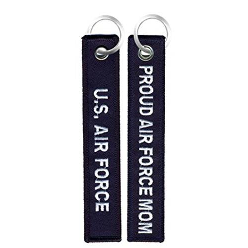 U.S. 에어 Force/ Proud 에어 Force Mom - USAF 네이비 블루 자수 키링, 열쇠고리, 키체인 포브