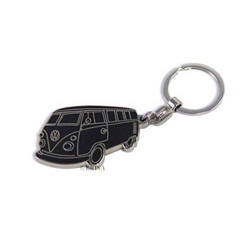 BRISA VW 콜렉션 - 폭스바겐 삼바 버스 T1 캠핑 밴 열쇠고리, 키링 체인, 선물 좋은선택/ 팬 기념품/ 레트로 빈티지 Product (실루엣/ 블랙/ 에나멜)