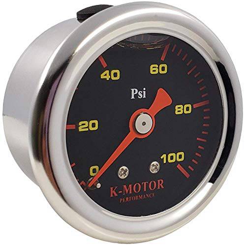 K-MOTOR PERFORMANCE  연료 압력 게이지 미터 - 1/ 8 Npt 스레드 100 PSI - 블랙
