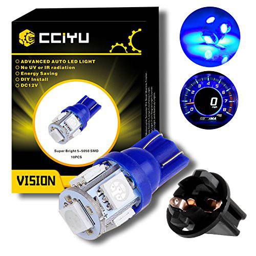 cciyu (10) T10 5-5050-SMD PC194 블루 LED 전구 악기 패널 클러스터 대시보드 라이트 트위스트 잠금 소켓