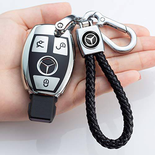 N/A  적용가능한 Mercedes-Benz 키링, 열쇠고리, 키체인 커버, 스페셜 소프트 TPU 키 쉘 커버 보호 커버, 호환가능한 Mercedes-Benz C E G S M GL CLS CLK G-Class 키리스 스마트 키링, 열쇠고리, 키체인 Cover_ 실버.