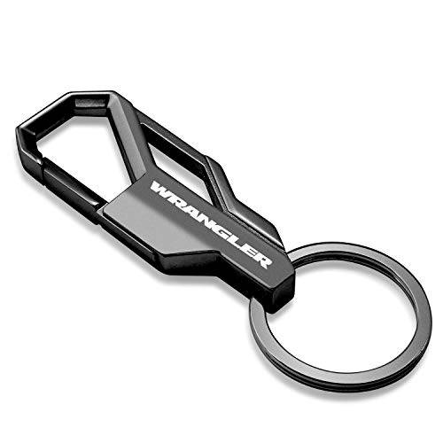 iPick Image   - 지프 랭글러 건메탈 블랙 Carabiner-Style 스냅 후크 메탈 키링, 열쇠고리, 키체인