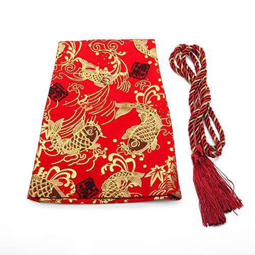 WENJTP 자동차 시프트 부트 커버 범용 Stitch/ JDM 고대 Japanese Antiquity Element of Koi 수동/ 오토 시프터 시프트 노브 Cover（Red）