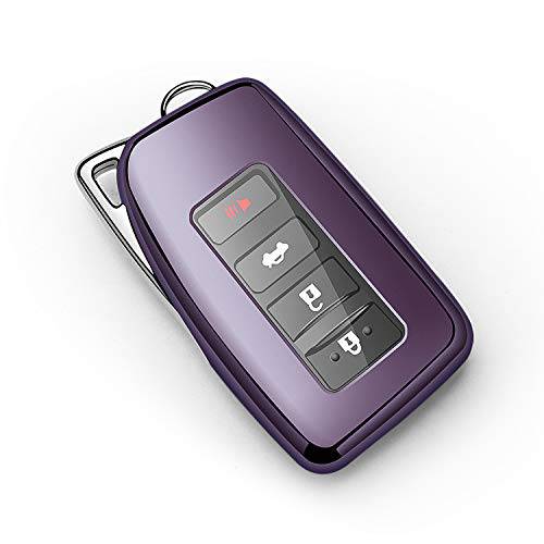 Tukellen 렉서스 키포브, 스마트키 커버 소프트 TPU 풀 프로텍트 키 쉘 키 케이스 호환가능한 렉서스 ES is GS NX LS RX RC 300h 350 200t 250 300 F 450h 460 600h 스마트 키리스 포브 리모컨 Key-Purple 블랙