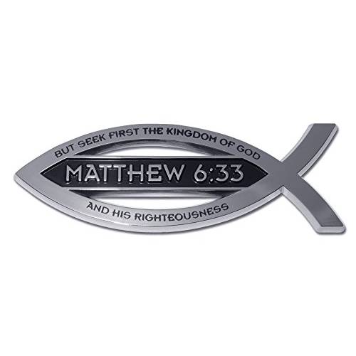 Elektroplate Christian Fish Matthew 6 33 구절 크롬 오토 엠블램, 앰블럼