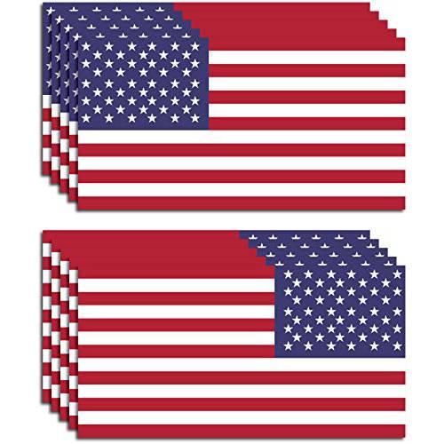 10 팩 아메리칸 깃발 스티커 - Made of 3M 비닐 - USA Patriotic 스티커 - Bubble-Free 접착 - 식기세척가능