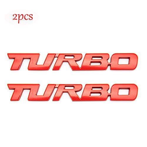 CARRUN 2pcs 3D 터보 엠블렘, 앰블럼 차량용 사이드 펜더 리어,후방 트렁크 메탈 배지 데칼,도안 (레드)