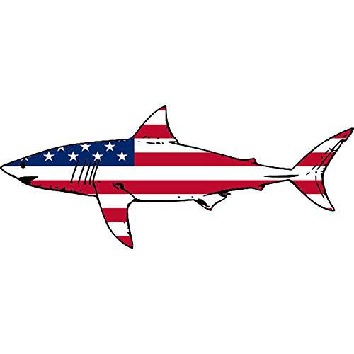 Rogue River Tactical Shark 피쉬 USA 깃발 스티커 데칼 어업 범퍼 스티커 피쉬 Patriotic United 오토 데칼 차량용 트럭 보트 RV 리얼 Life 로드 태클 박스