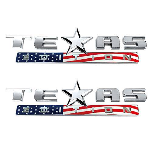 Mr.Brighton LED 2 Count 실버+ 컬러 아메리칸 깃발 3D Texas 에디션 엠블렘, 앰블럼 호환가능한 쉐보레 실버라도 시에라 차량용 트럭 오토 범용 데칼