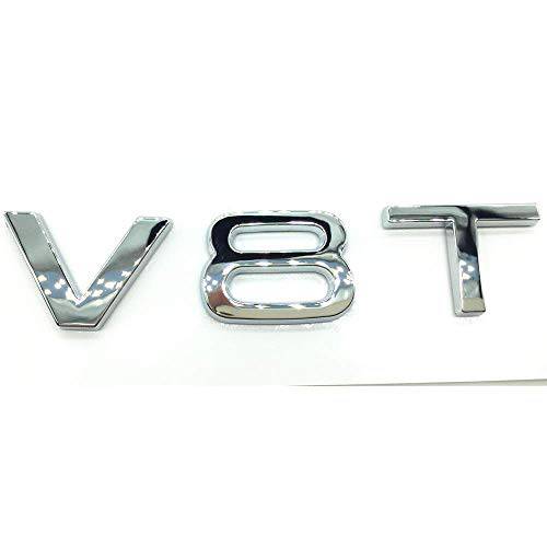OEM ABS 네임플레이트 호환가능한 아우디 V8 T 크롬 엠블렘, 앰블럼 3D 트렁크 로고 배지 컴팩트 장식