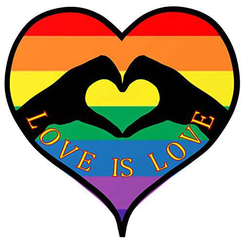 Love is Love 레인보우 Pride 스티커 - 프리미엄 비닐 Heart 모양 예술적 데칼 차량용 범퍼 컴퓨터 스틱,막대 Anywhere - Raise 인식&  도전 Sexism LGBTQ+ Colorful, Inclusive& Proud 3 x 3