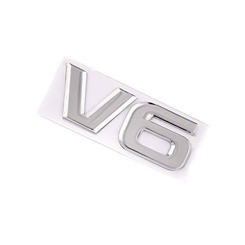 3D 메탈 V6 엠블렘, 앰블럼 호환 하이랜더 스포츠 펜더 트렁크 뚜껑 네임플레이트 장식용 (실버)
