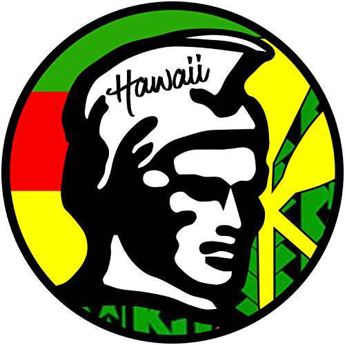Hawaii-an 킹 Kamehameha 범퍼 스티커 | Kanaka Maoli Native 깃발 프리미엄 데칼 | 3 X 3 인치 사이즈피팅 원 - 자동차, 윈도우, 범퍼, Hydro-Flasks,  물병, 워터보틀+  스틱, 막대 Anywhere Kame-ha 하와이