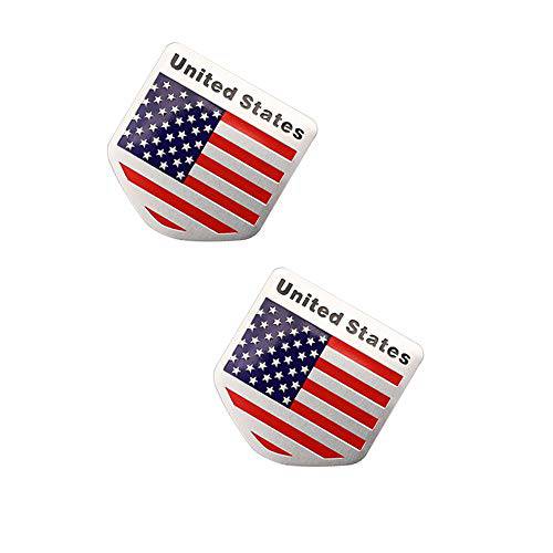 2x 메탈 아메리칸 US 깃발 Stars and Stripes 차량용 엠블렘, 앰블럼 Fits Most 차량용/ 오토바이/ 자전거 배지 스티커 장식 (스몰)