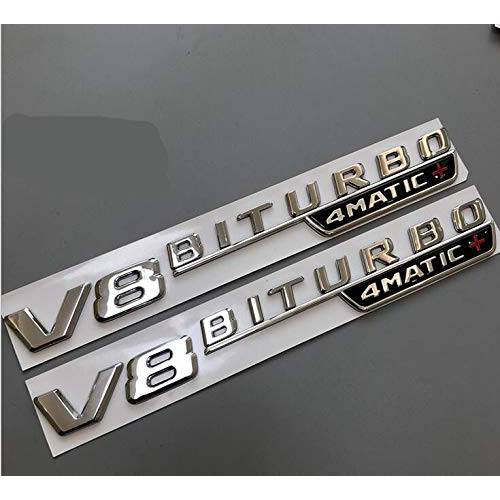 LUOWAN  V8 BITURBO 4MATIC+ 펜더 엠블럼 Badges 메르세데스 AMG 4MATIC+ ( 실버)