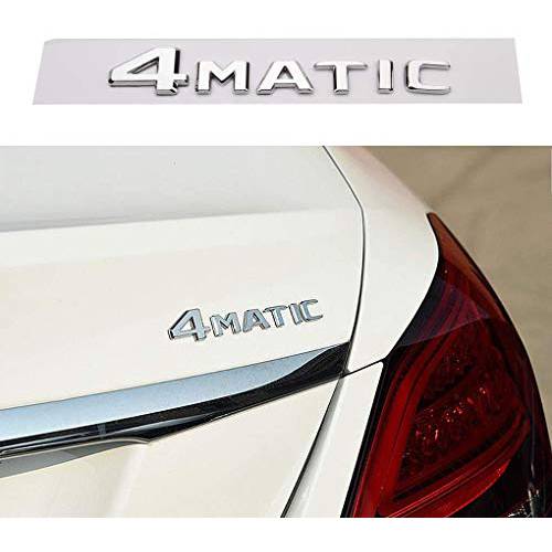 Autaces 4MATIC ABS 오토 트렁크 도어 펜더 범퍼 배지 데칼 엠블렘, 앰블럼 접착 테이프 스티커 호환가능한 모든 Mer-ce-des-Benz Accessories(Silver 4-MAT)