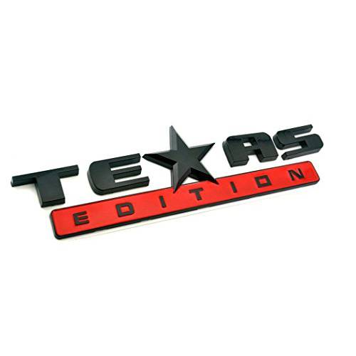 Muzzys Texas 에디션 블랙 and 레드 3M 부착형, 스티커 엠블렘, 앰블럼 배지 FITS GMC 시에라 쉐보레 실버라도 서버번 타호 포드 F150 닷지 램 닛산 타이탄 트럭