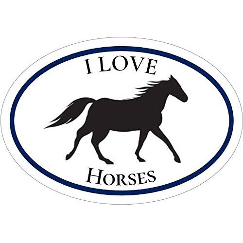타원 I Love 말 비닐 데칼 - Equestrian 범퍼 스티커 - Horseback 라이딩 스티커