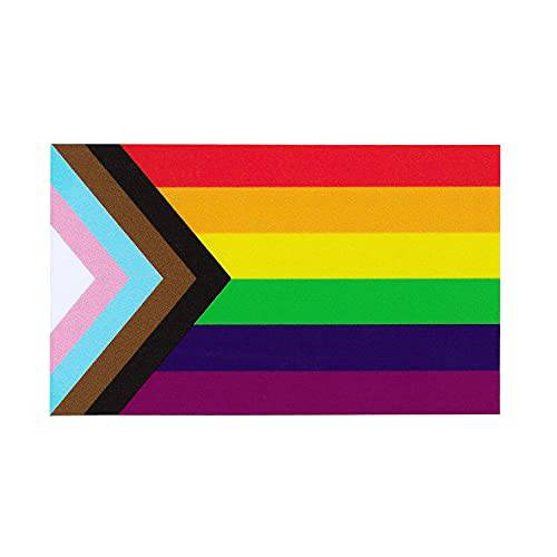 진행 Pride 깃발 LGBTQ 데칼 - LGBT Equality Gay 레즈비언 양성애자 트랜스젠더 지원 레인보우 스티커 사인 자동차 범퍼 노트북 (5 x 3 인치)