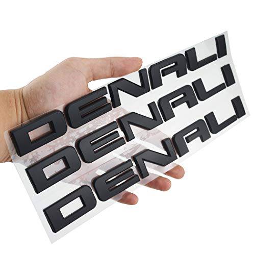 3PC Denali 도어 배지 네임플레이트 엠블렘, 앰블럼 HD 호환 Denali 시에라 Terrain (매트 블랙)