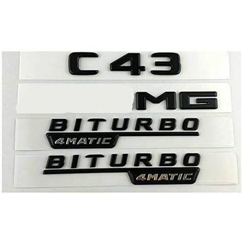 LUOWAN 매트 블랙 트렁크 펜더 엠블럼 배지 W205 C43 MG BITURBO 4MATIC 2017-2021 (매트 블랙)