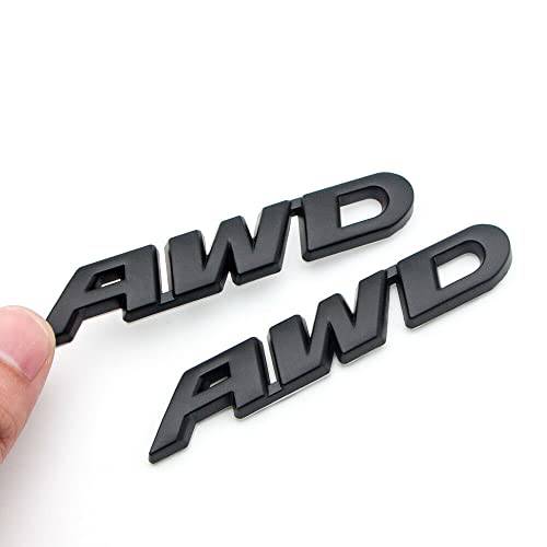 키트 2 피스 AWD 로고 엠블렘, 앰블럼 테일게이트 사이드 스티커 배지 4x4 모든 휠 드라이브 SUV 오프로드 (블랙)