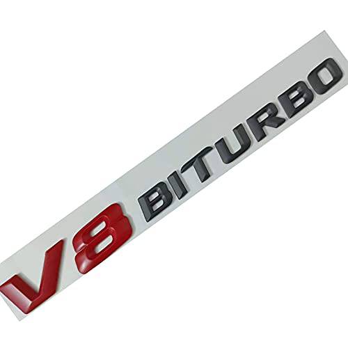 레드 블랙 벤츠 V8 BITURBO 사이드 펜더 접착 네임플레이트 로고 엠블렘, 앰블럼 AMG 장식 수정됨