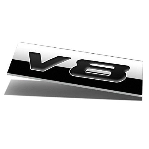 크롬 마감 메탈 엠블렘, 앰블럼 V8 배지 (블랙 레터)