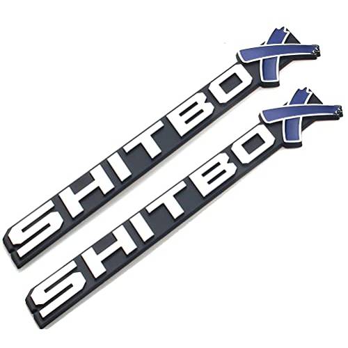 2 Pcs SHITBOX 트럭 외부 엠블럼 3D 배지 스티커 데칼 호환가능한 범용 자동차 (크롬 블루)
