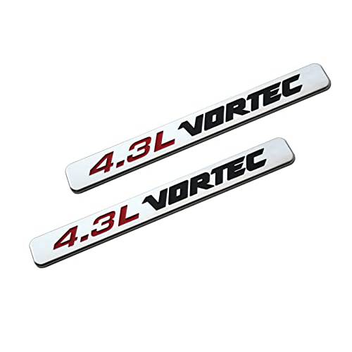 2pcs 4.3L Vortec 엠블럼 후드 4.3 L 엔진 배지 3D 데칼 교체용 실버라도 Z71 Gmc 시에라 (크롬)