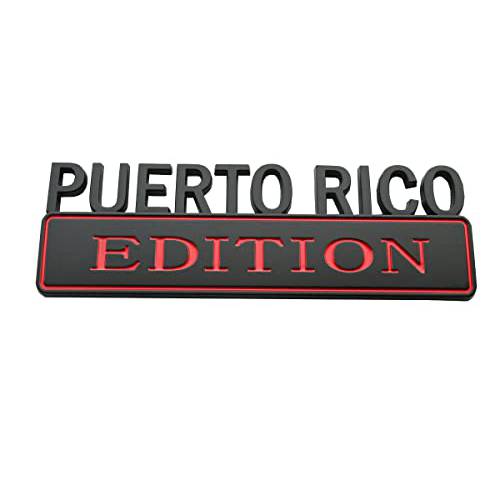 1x Puerto RICO 에디션 엠블렘, 앰블럼 3D 펜더 배지 자동차 트럭 데칼 교체용 F150 F250 F350 쉐보레 실버라도 1500 2500 쉐보레 C10 C15 - 7 인치 Length (블랙/ 레드)