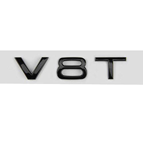 ABS 레터 넘버 V8T 엠블렘, 앰블럼 아우디 자동차 스타일링 펜더 사이드 배지 Discharge 로고 스티커 (글로시 블랙)
