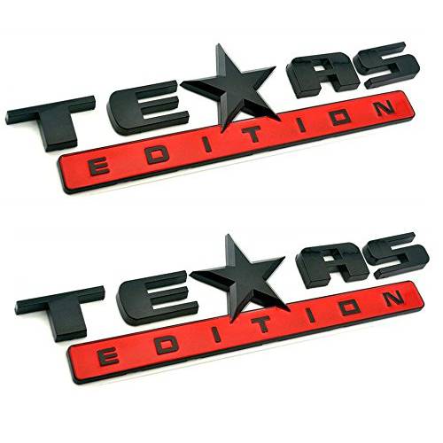 Muzzys (세트 of 2) Texas 에디션 블랙 and 레드 3M 부착형, 스티커 엠블렘, 앰블럼 배지 FITS GMC 시에라 쉐보레 실버라도 서버번 타호 포드 F150 닷지 램 닛산 타이탄 트럭