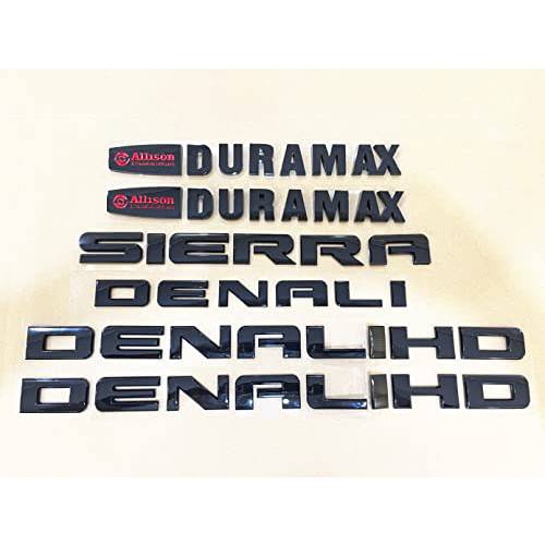 OLPAYE 6pcs New 11-18 블랙 시에라 Denali Duramax 2500HD 3500HD 배지 엠블렘, 앰블럼 세트 (광택 블랙)