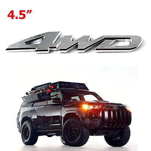 Xotic Tech 4WD 테일게이트 사이드 트림 스티커 배지 엠블렘, 앰블럼 교체용 모든 휠 드라이브 SUV 오프로드 (3D 메탈 실버 크롬)