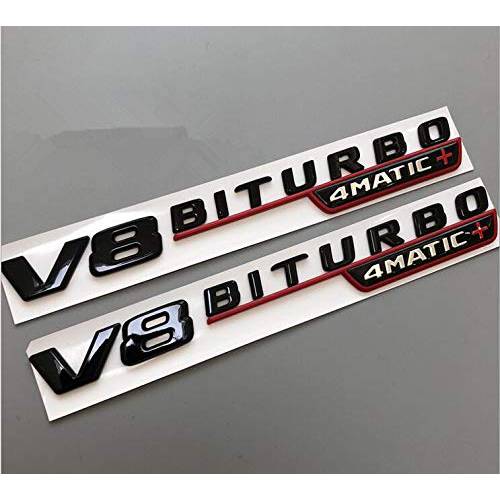 LUOWAN V8 BITURBO 4MATIC+ 펜더 엠블럼 배지 MercedesAMG 4MATIC+ (블랙/ 레드)