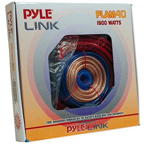 Pyle 차량용 스테레오 배선 키트 - 오디오 앰프 서브우퍼 스피커 설치 케이블 4 게이지 블루 PLAM40