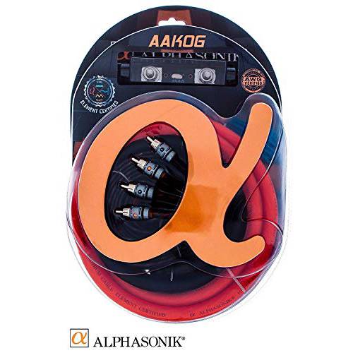 Alphasonik AAK0G 프리미엄 0-Gauge Complete 자동차 앰프 설치 키트 Hyper-Flex 파워, 그라운드, 스피커 와이어 RCA 케이블 - 초과 AWG (아메리칸 와이어 게이지) 스탠다드 Element 인증된 앰프 설치 키트