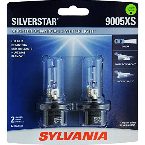 SYLVANIA - 9005XS SilverStar - 고성능 할로겐 헤드라이트전구, 전조등 하이빔 로우 빔 and Fog 교체용 전구 Brighter Downroad Whiter 라이트 포함 2 전구