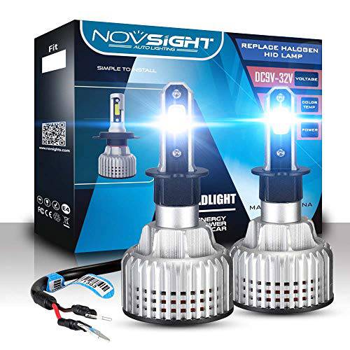 Novsight H3 LED 헤드라이트,전조등 키트 (팩 of 2)- Bridgelux-COB LED 칩 - 72W 10000Lumens 6500K 화이트 - 하이/ 로우 빔 헤드라이트,전조등/ Fog 라이트 변환 키트
