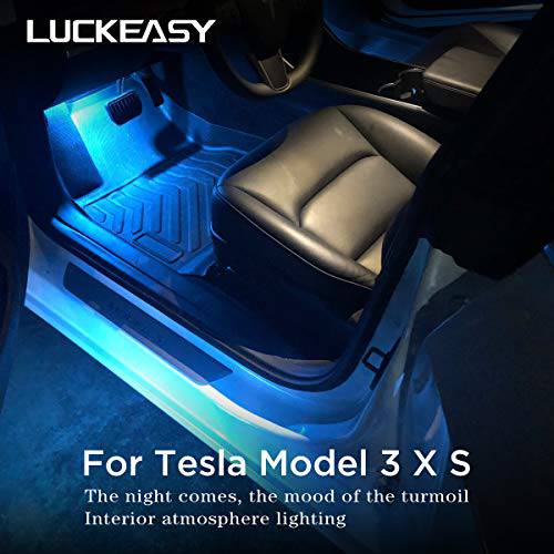 LUCKEASY  차량용 분위기 라이트 테슬라 모델 3 S X 인테리어 분위기 라이트닝 아이스 블루/ 핑크/ 화이트 (블루)
