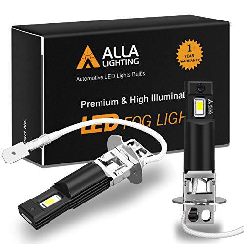 Alla Lighting  슈퍼 브라이트 H3 LED 포그라이트, 안개등 전구 (Not  ) SM1 비전 3000 루멘 교체용, 6000K 제논 화이트