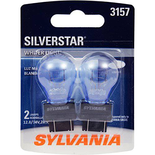 SYLVANIA - 3157 SilverStar 미니 전구 - Brighter and Whiter 라이트, Ideal 낮 런닝 라이트 (DRL) and Back-Up/ 리버스 라이트 (포함 2 전구S)