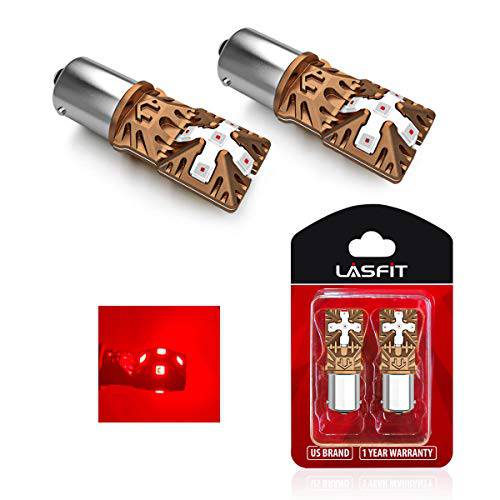 LASFIT 1156 1141 7506 BA15S P21W 1073 LED 전구 극성 프리, 슈퍼 브라이트 하이 파워 LED 라이트, 사용 사용 브레이크 테일라이트, 후미등,  방향지시등, Brillant 레드 (팩 of 2)