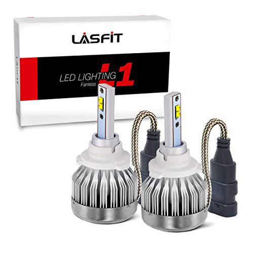 LASFIT 9005/ HB3 LED 헤드라이트전구, 전조등 팬리스 6000K 4000LM 제논 화이트 LED 변환 키트  하이빔 할로겐 교체용 40W-Plug&  플레이 (2 Pcs)