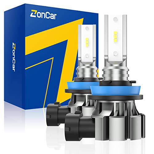 ZonCar H11 Led 포그라이트, 안개등 전구, 6000K 제논 화이트 H16 H8 H9 포그라이트, 안개등 전구 슈퍼 브라이트 4000 루멘 Led 포그라이트, 안개등 교체용 전구 자동차 하이 파워 IP67 방수 안개등 전구, 팩 of 2