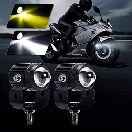 SUPAREE  오토바이 듀얼 컬러 LED Fog 드라이빙라이트 예비 라이트 화이트 하이빔 Yellow 로우 빔 스팟 DRL 라이트 자전거 폴라리스 야마하 Can Am ATV UTV, 30W, 6000ML (2 Pcs)