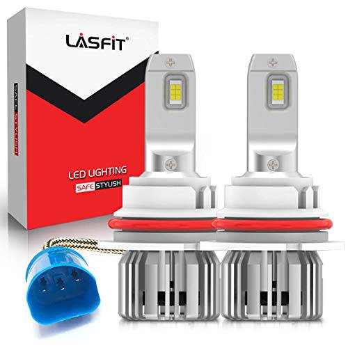 LASFIT 9007 HB5 LED 헤드라이트전구, 전조등 하이 로우 듀얼 빔, 슈퍼 브라이트 6000K 쿨 화이트 Led 변환 키트, New 세대 LC 플러스, 팩 of 2