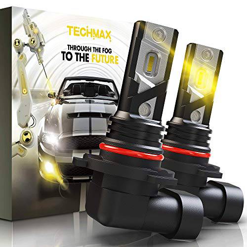 TECHMAX 9006 LED 포그라이트, 안개등 전구, HB4 Double-sided 1860 램프 비즈,구슬 3500K 3000LMs 골든 Yellow 360° 라이트닝 익스트림 브라이트, 팩 of 2