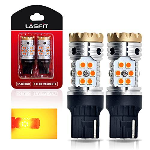 LASFIT CANBUS READY 7440 7440NA 리어,후방 회전 신호 LED 전구 7440A W21W WY21W No 하이퍼 플래시 24W 1600LM 노란색/ Yellow (팩 of 2)